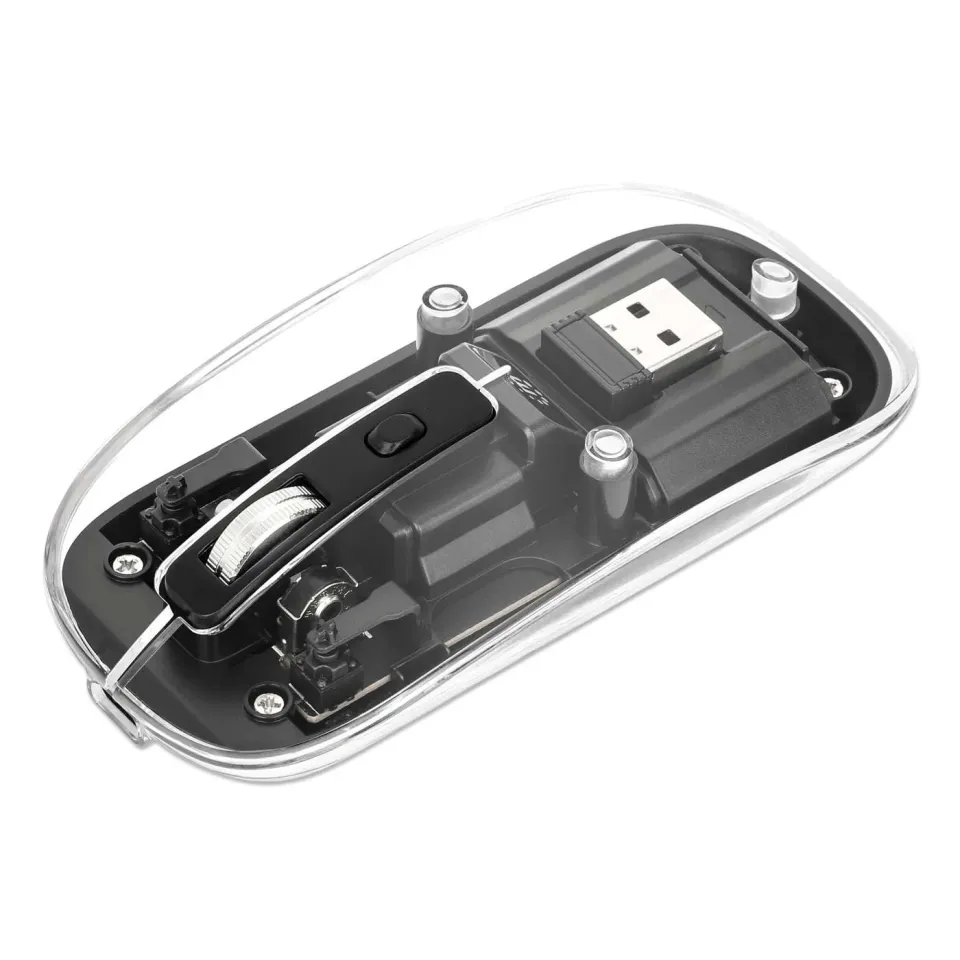 Manhattan mouse wireless trasparente ricaricabile 1600 DPI nero
