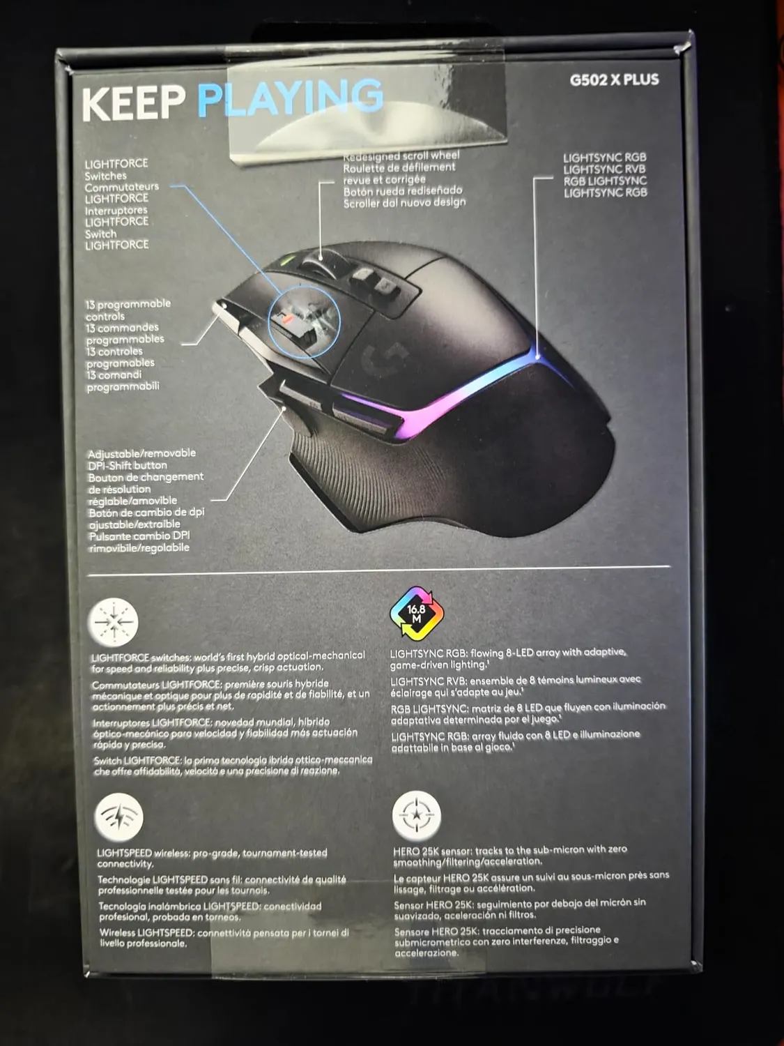 Logitech G G502 X PLUS mouse gaming nero RGB