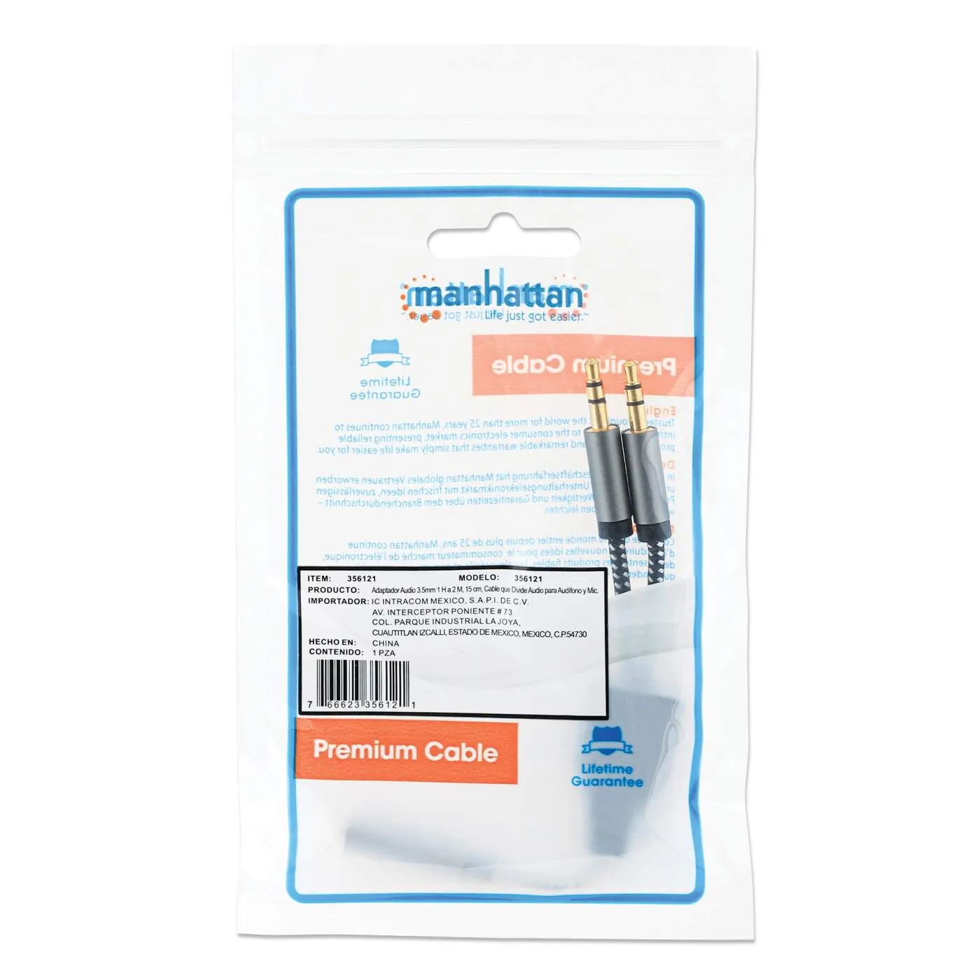 Manhattan cavo adattatore cuffie jack 3,5mm Y microfono