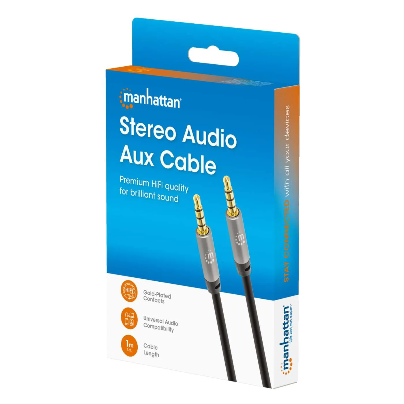 Manhattan Cavo Audio Aux 3,5 mm 1 m slim HiFi