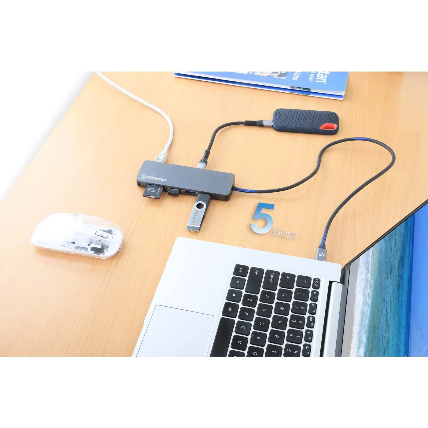Manhattan Docking Station USB-C 9-in-1 HDMI 4K 100W