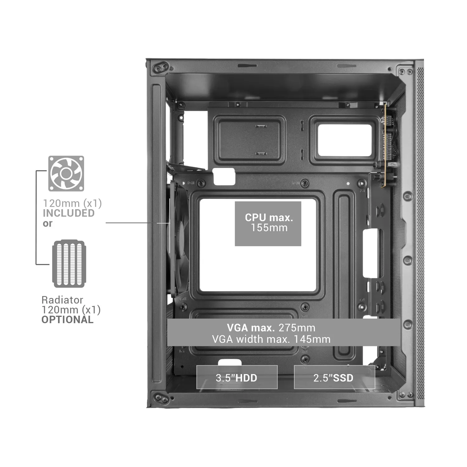 Mars Gaming MC-MeshPro case microATX bianco mesh