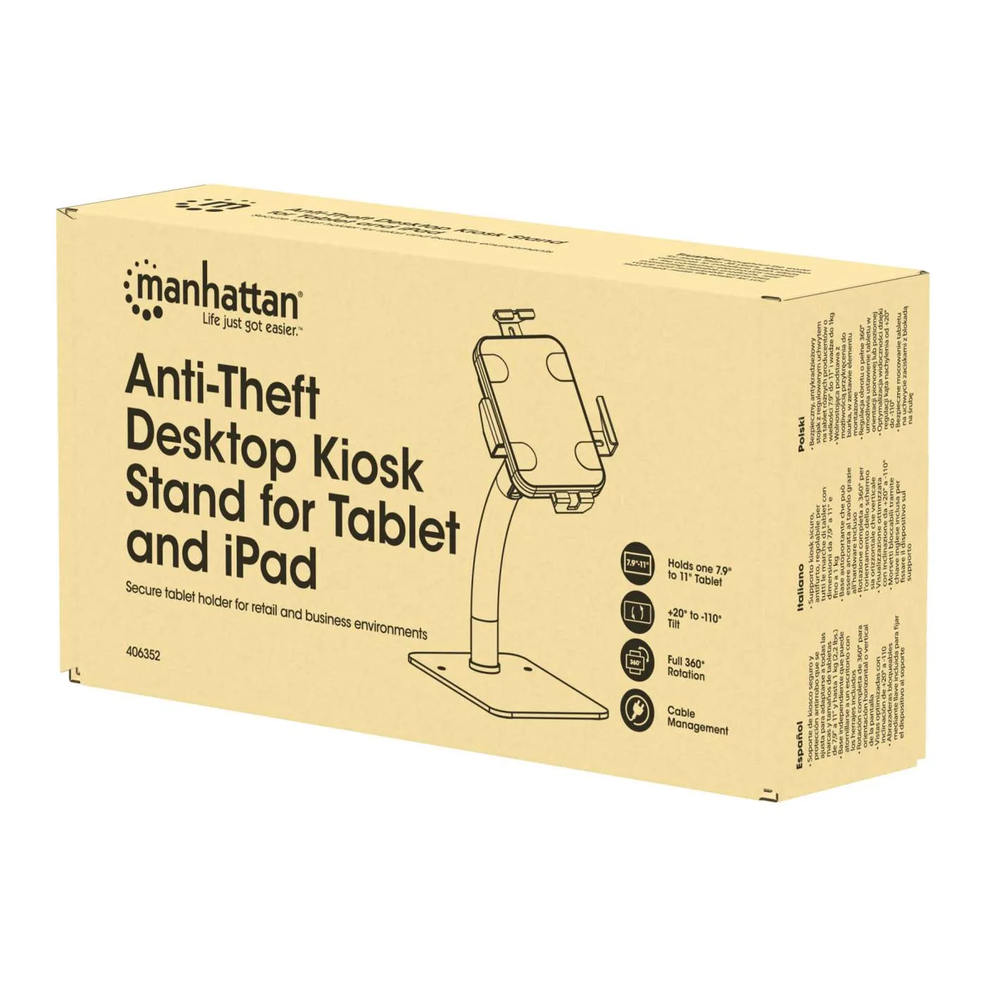 Manhattan Anti-Theft Kiosk Stand supporto tablet 7,9-11" bianco