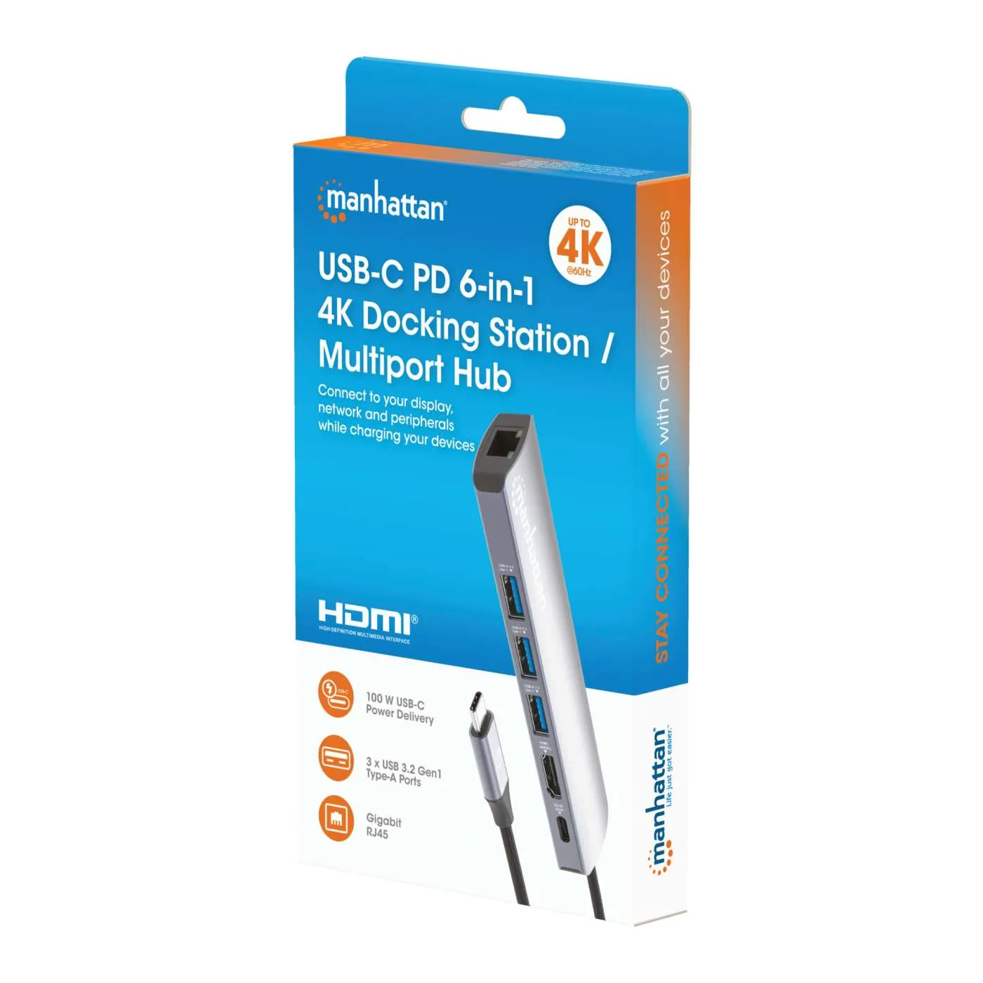 Manhattan Docking station USB-C 6-in-1 4K HDMI