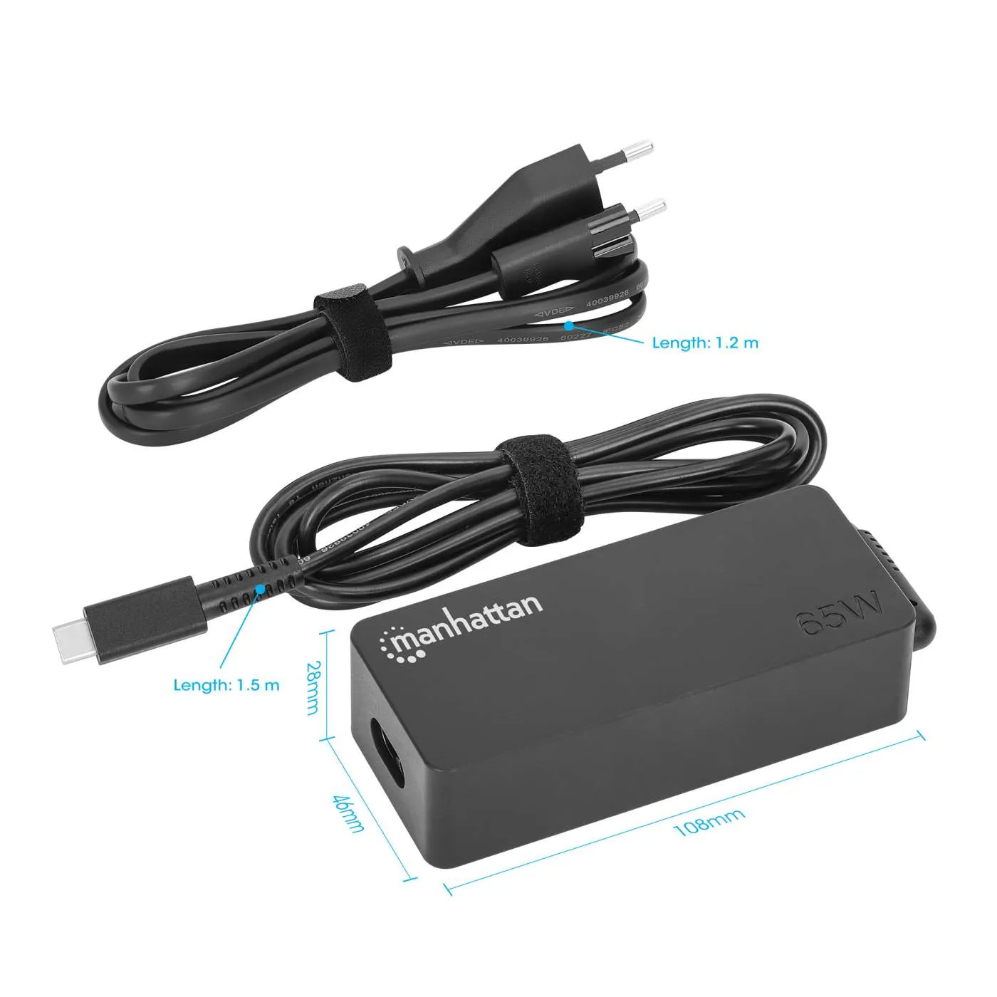 Manhattan USB-C Caricabatterie Laptop 65W PD nero