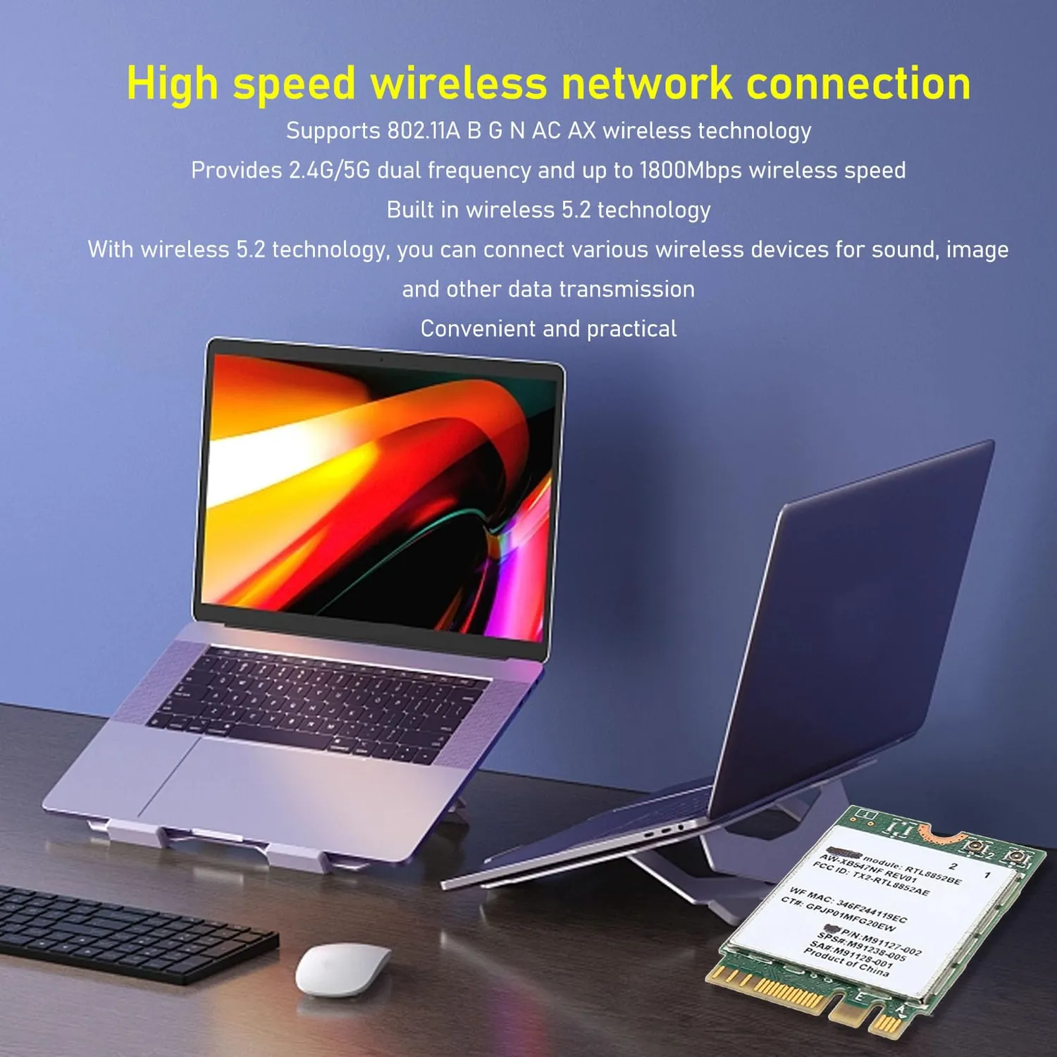 Zunate RTL8852BE scheda WiFi M.2 1800 Mbps WiFi 6