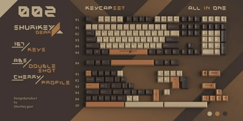 Shurikey Hanzo 001 keycaps Cherry ABS double-shot 167 tasti