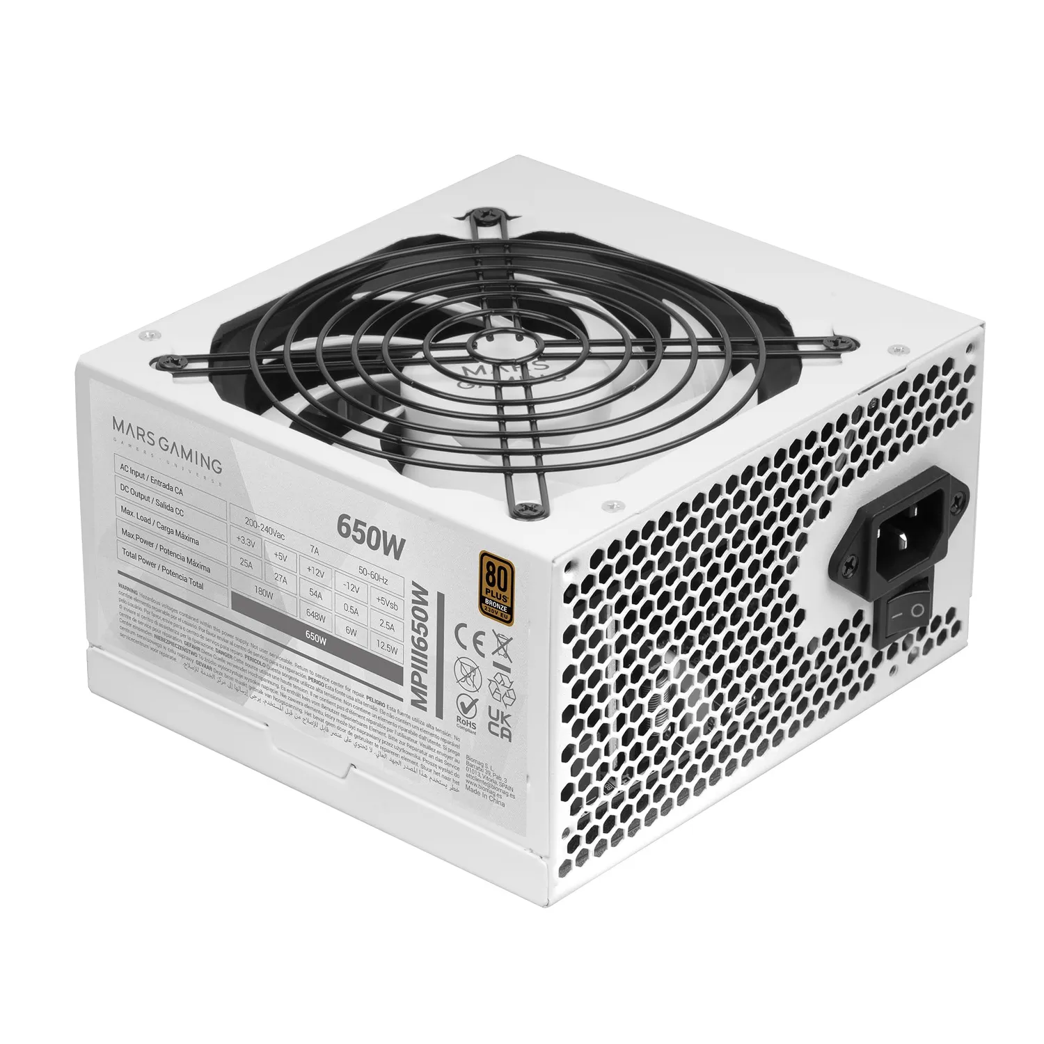 Mars Gaming MPIII650W alimentatore ATX 650W bianco Bronze