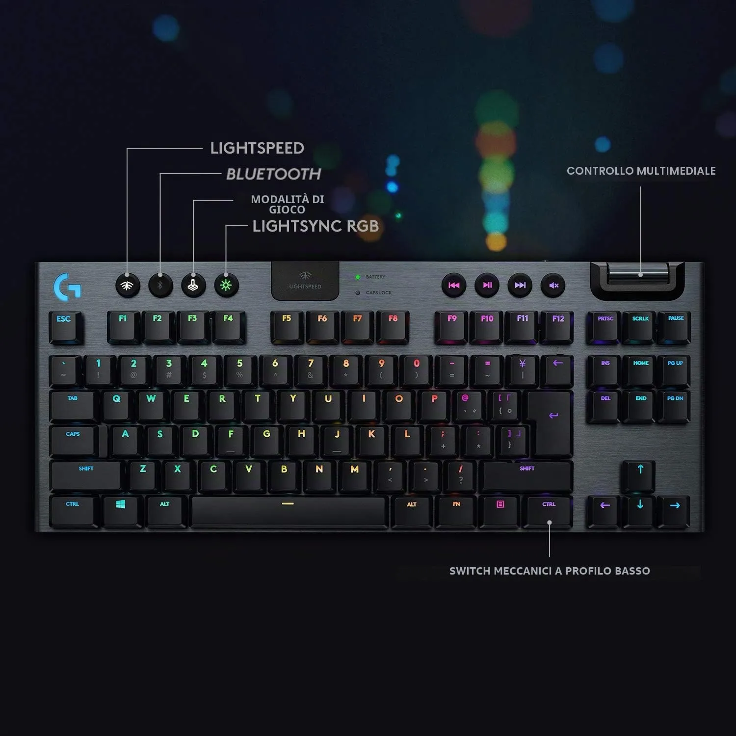 Logitech G915 TKL tastiera gaming wireless switch tattili