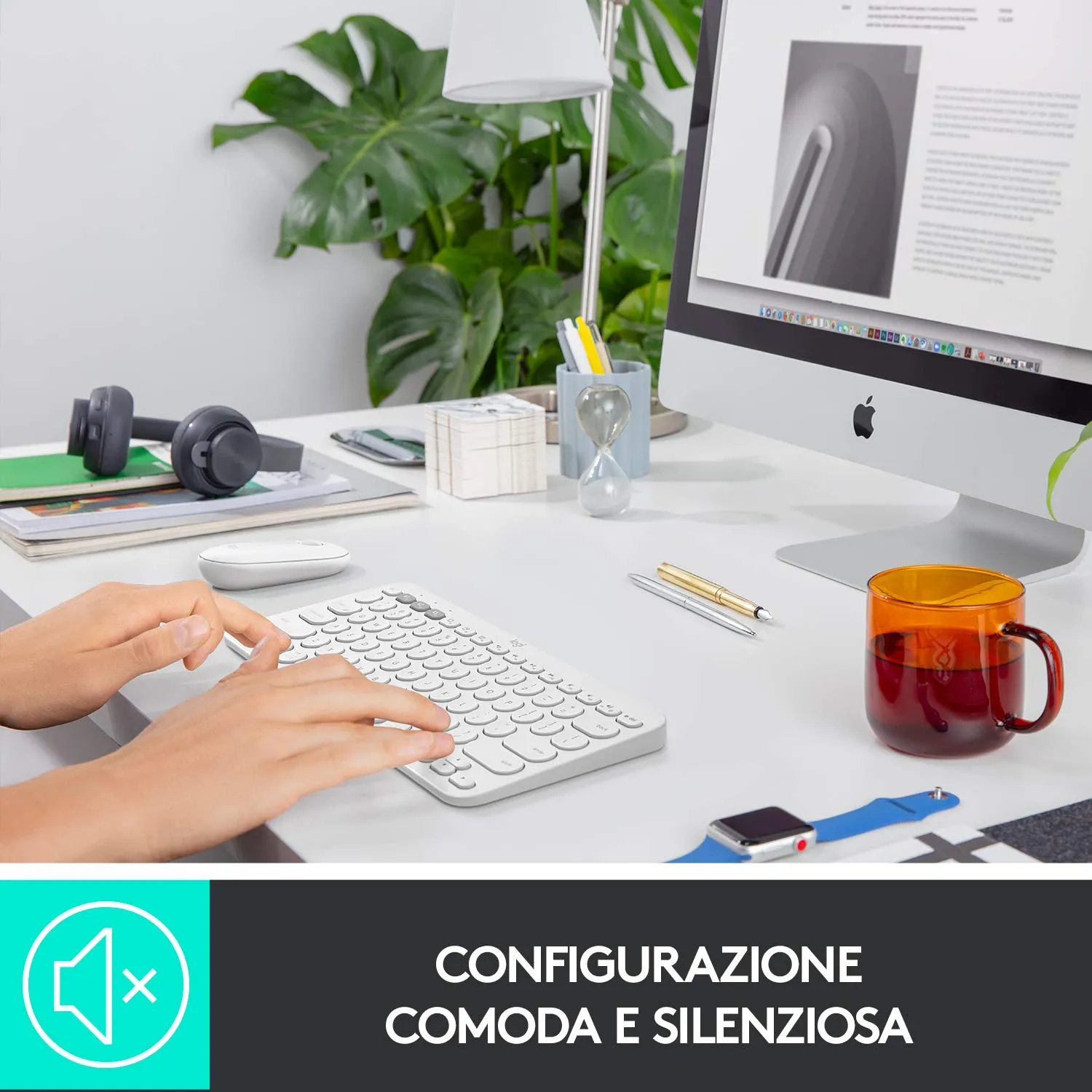 Logitech K380 M350 kit tastiera mouse bianco silenzioso