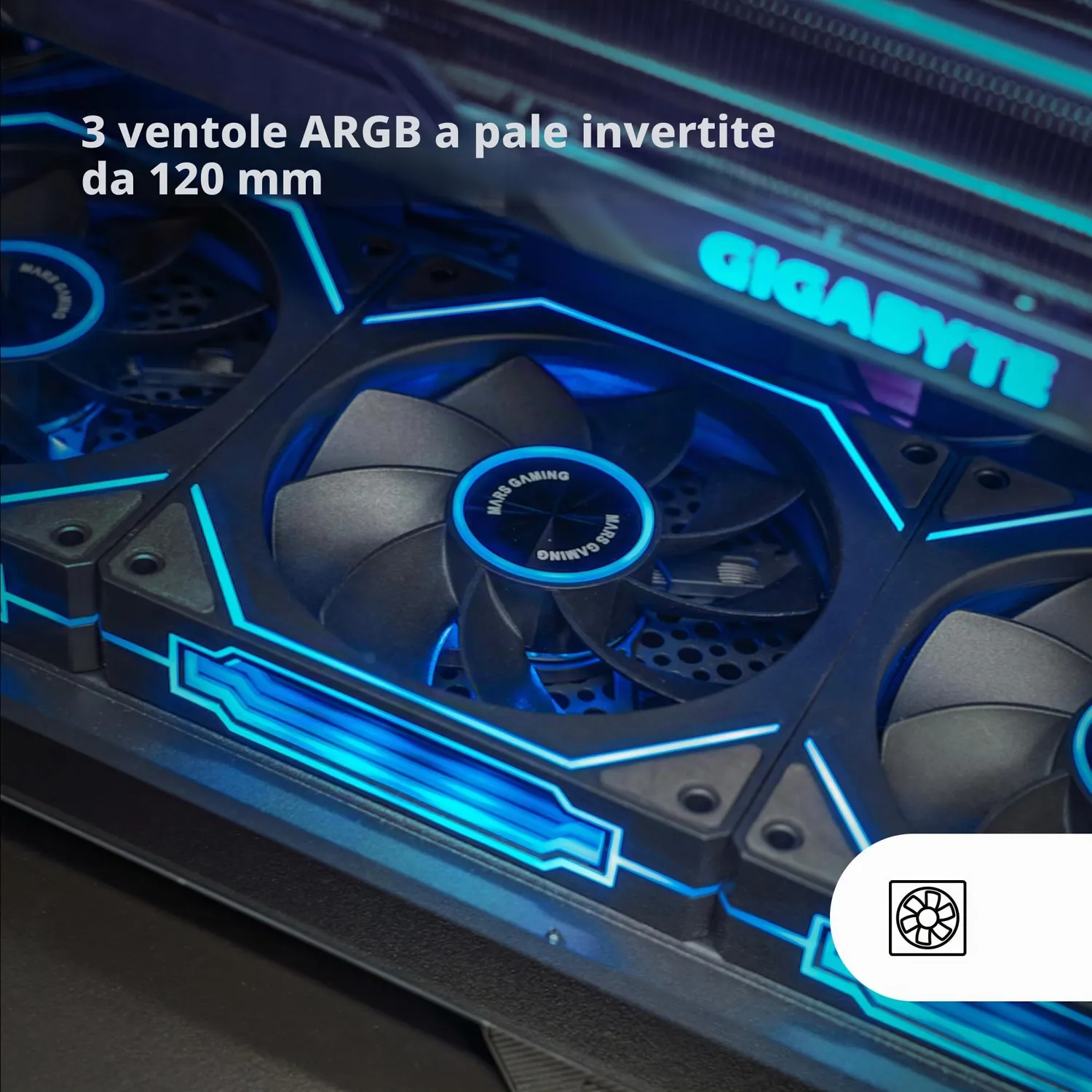 Mars Gaming MF-Linkfinitykit2R ventole PC 120mm kit 3 nere ARGB