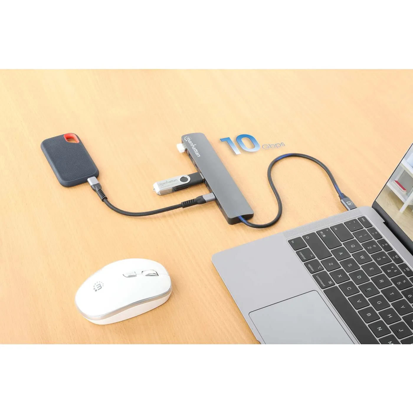 Manhattan Hub USB-C/A 7 Porte 10G con Power Delivery 100W