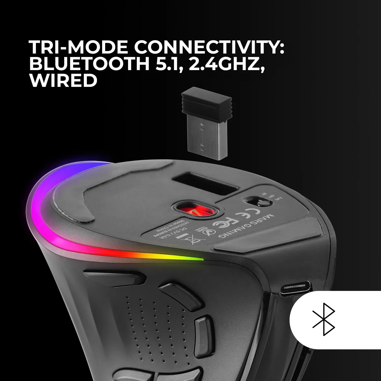 Mars Gaming MM-SK mouse gaming verticale nero wireless