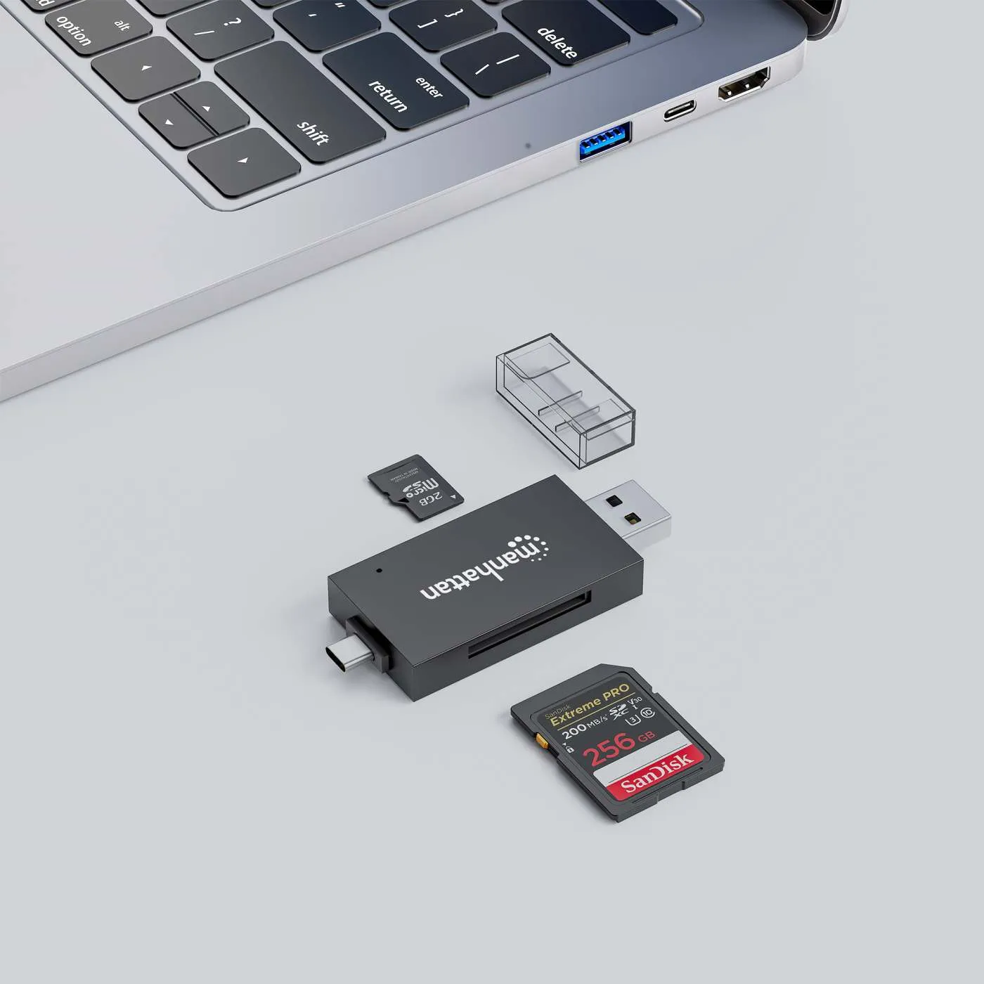 Manhattan USB 3.0 Type-C Type-A Combo lettore schede SD microSD 5 Gbps