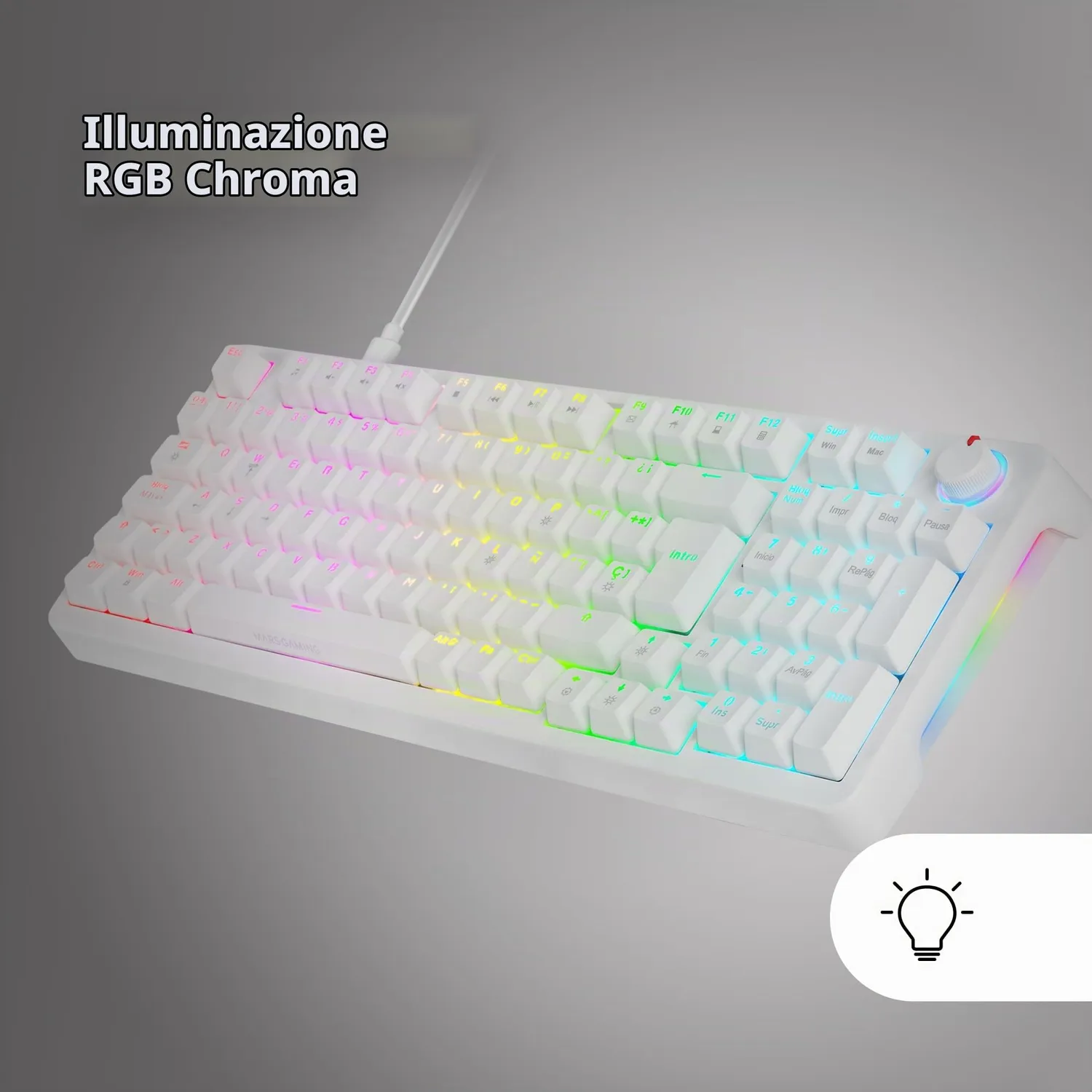 Mars Gaming MKPRO tastiera meccanica full size bianca silent