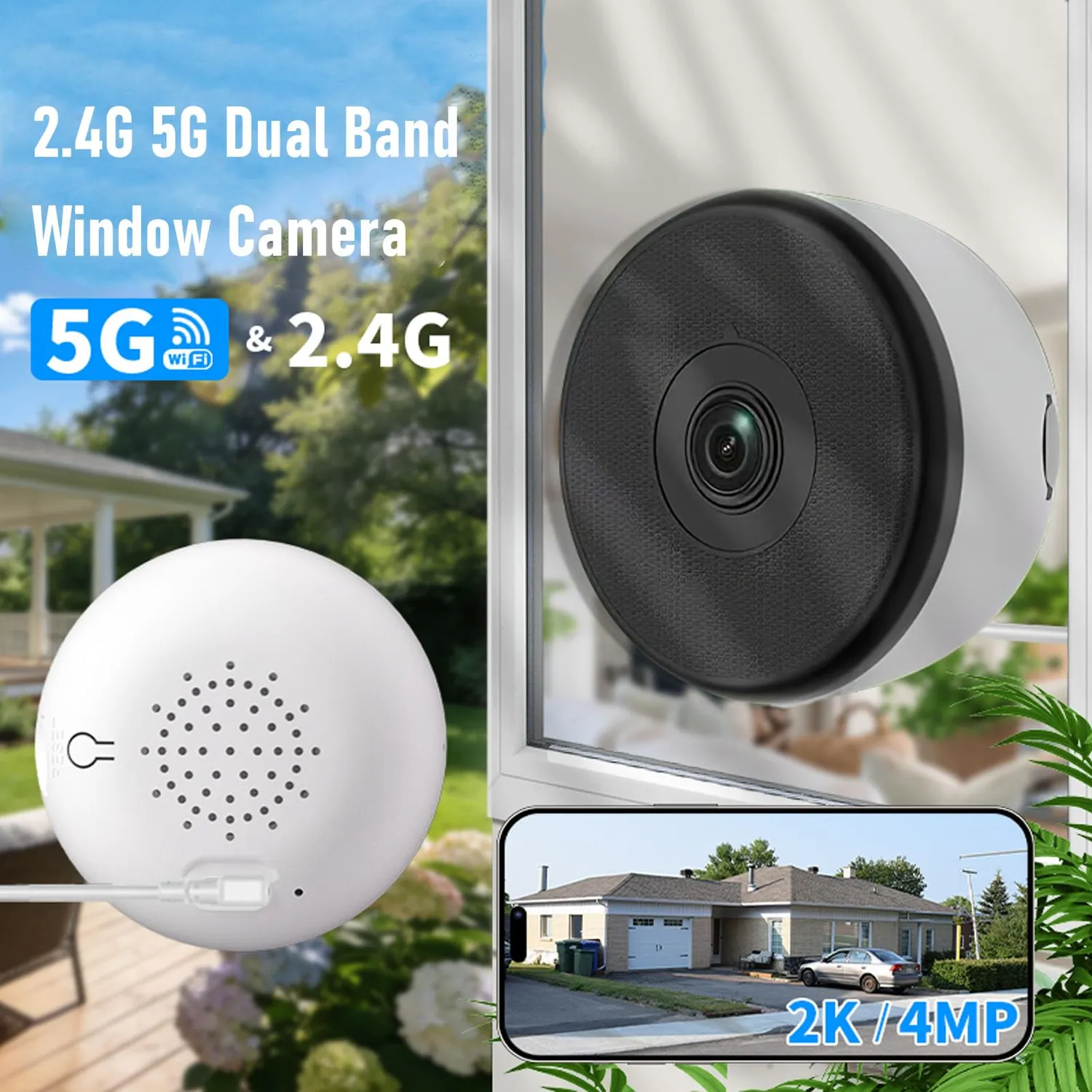 Zunate Telecamera Finestra 2K 4MP WiFi Notturna