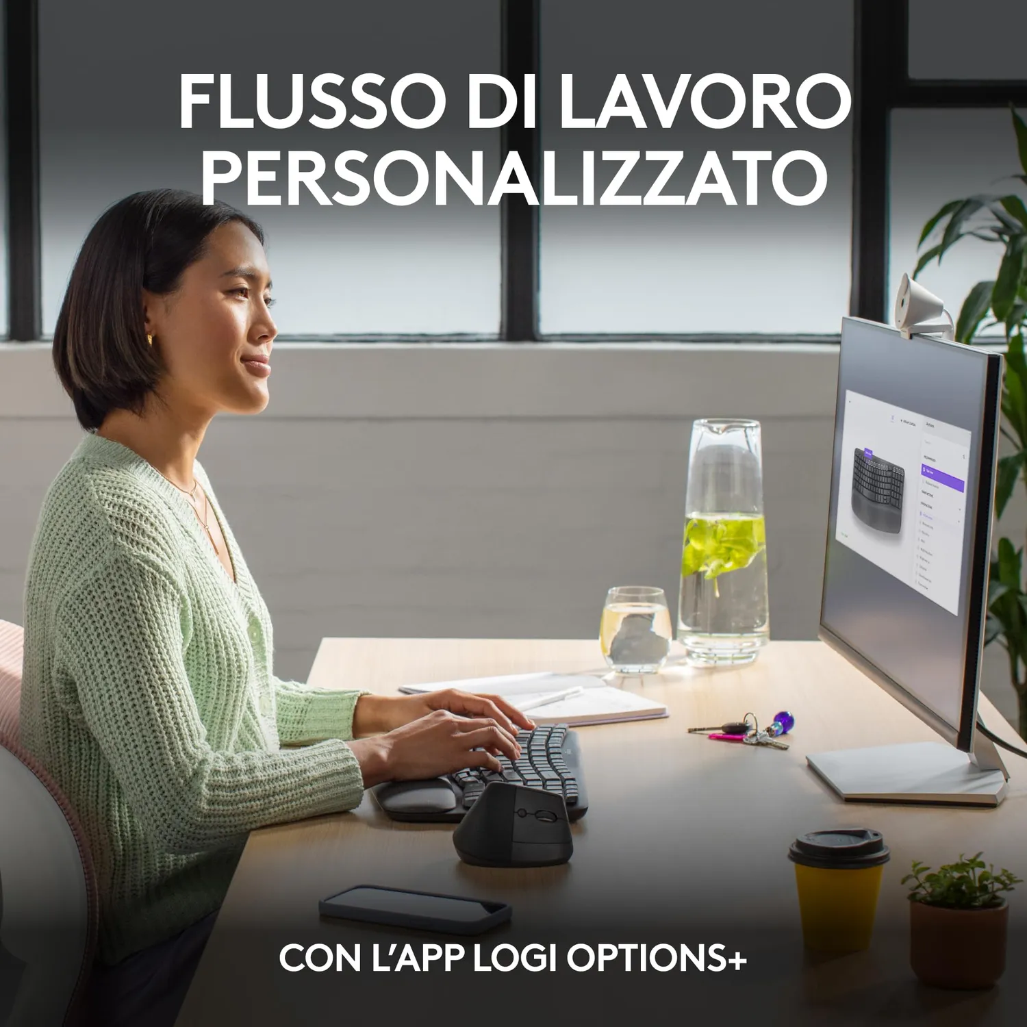 Logitech Wave Keys tastiera wireless ergonomica grafite ITA