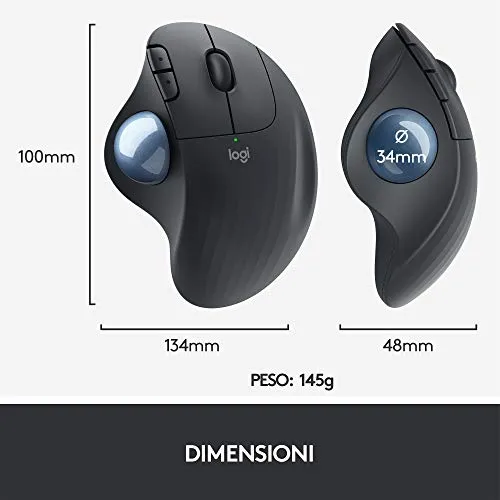 Logitech ERGO M575 Mouse Trackball Wireless Bluetooth Nero