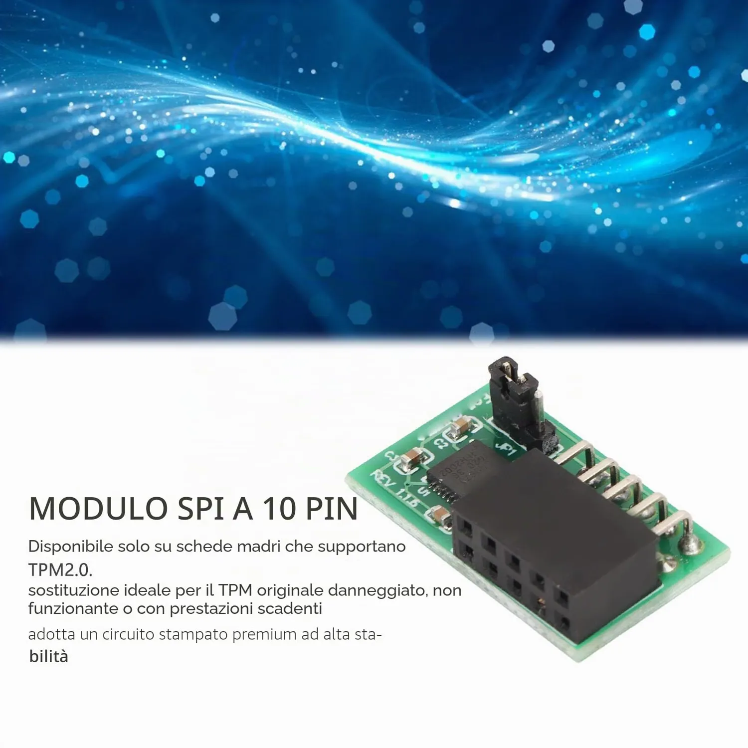 Zunate Modulo TPM 2.0 Chipset 9670 SPI 10 Pin Verticale