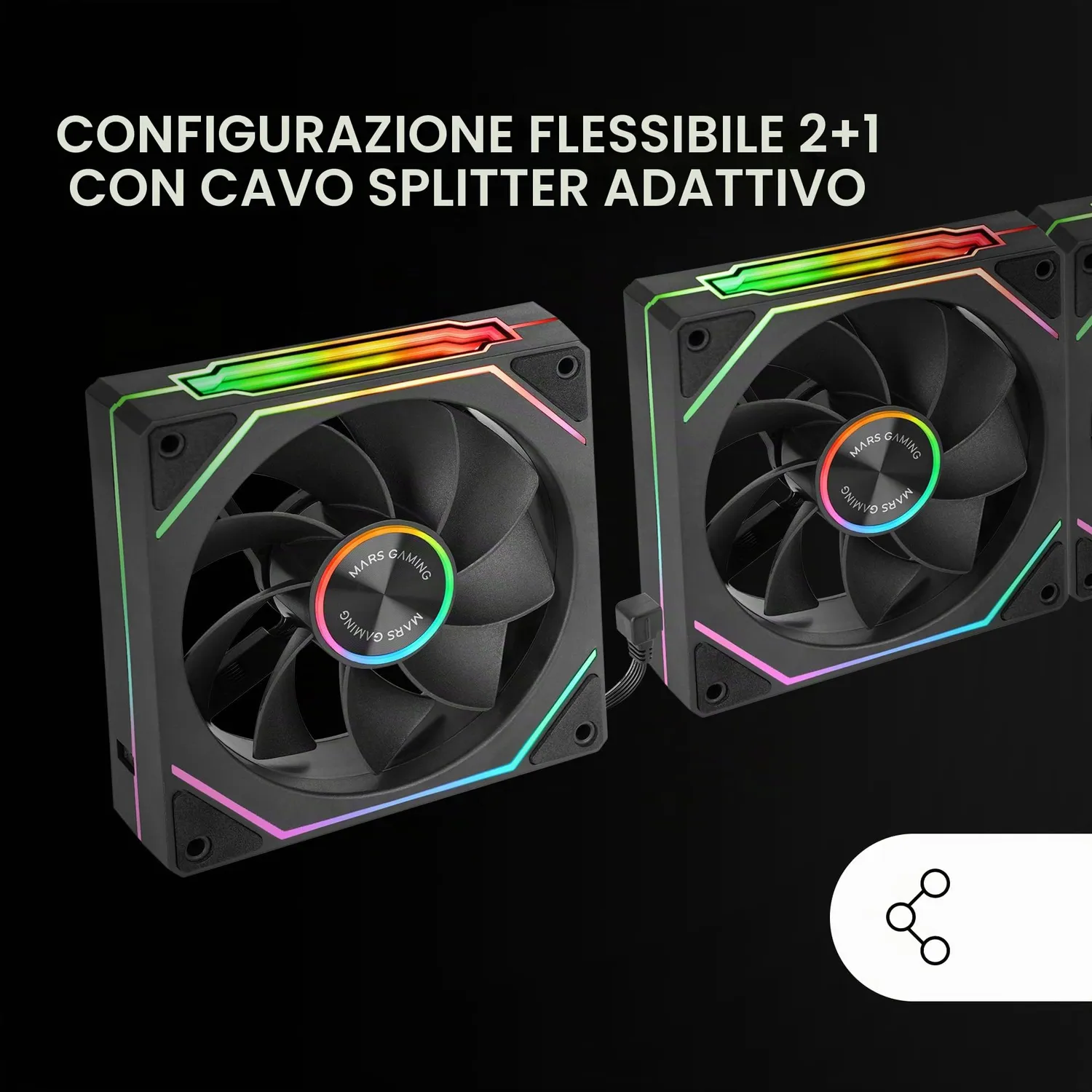 Mars Gaming MF-Linkfinitykit2R ventole PC 120mm kit 3 nere ARGB