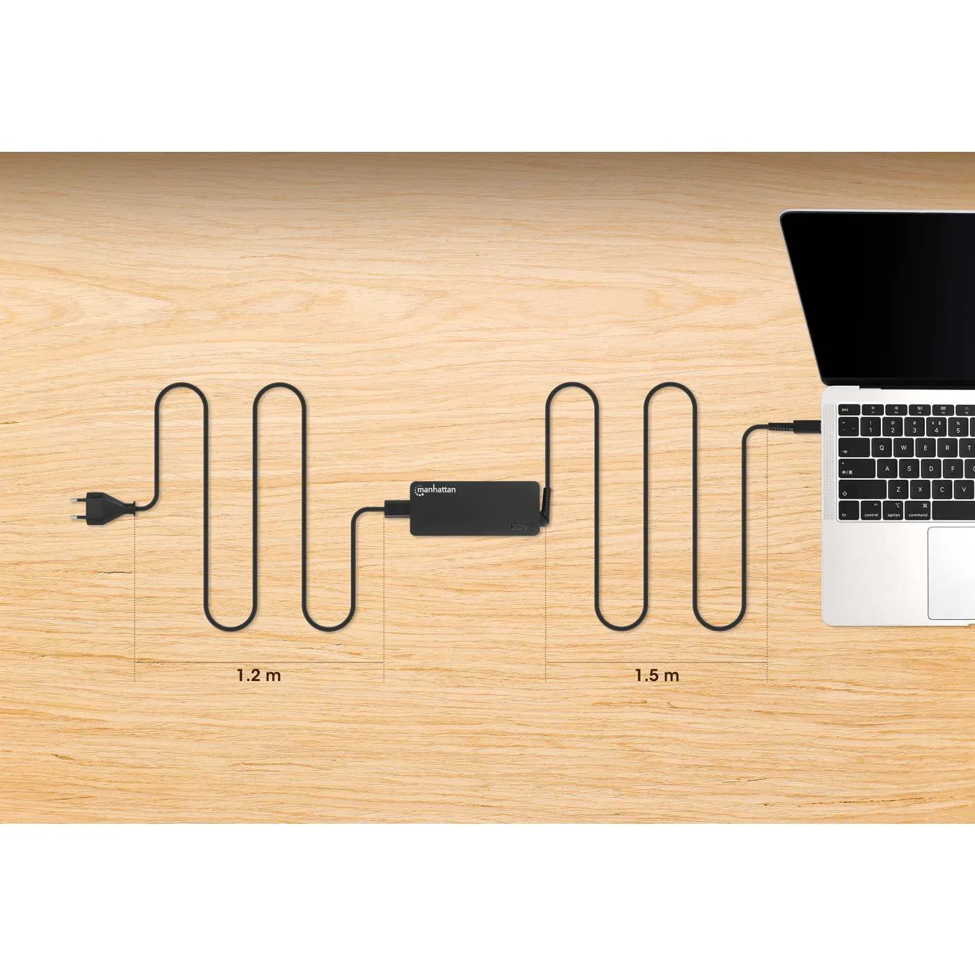 Manhattan USB-C Caricabatterie Laptop 65W PD nero