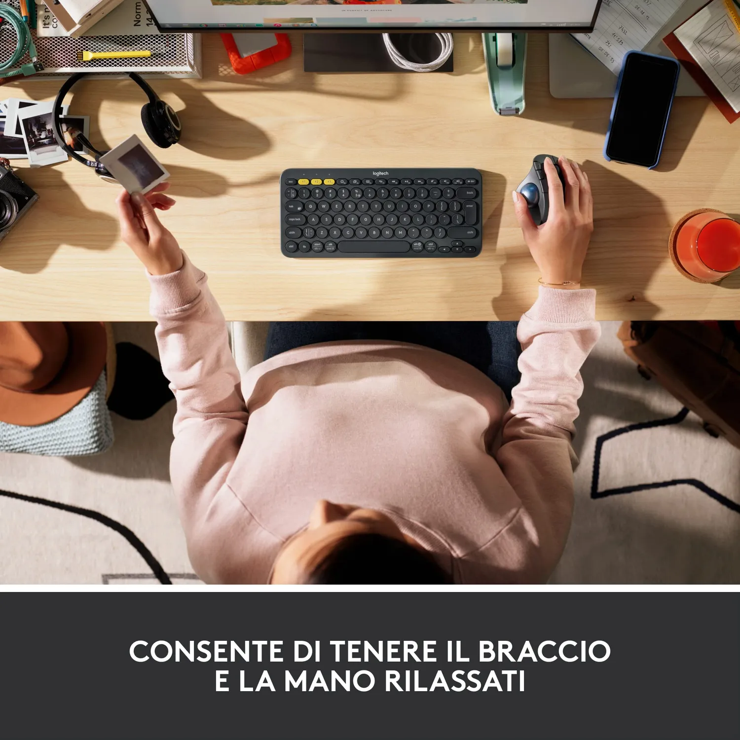 Logitech ERGO M575 trackball wireless nero ergonomico