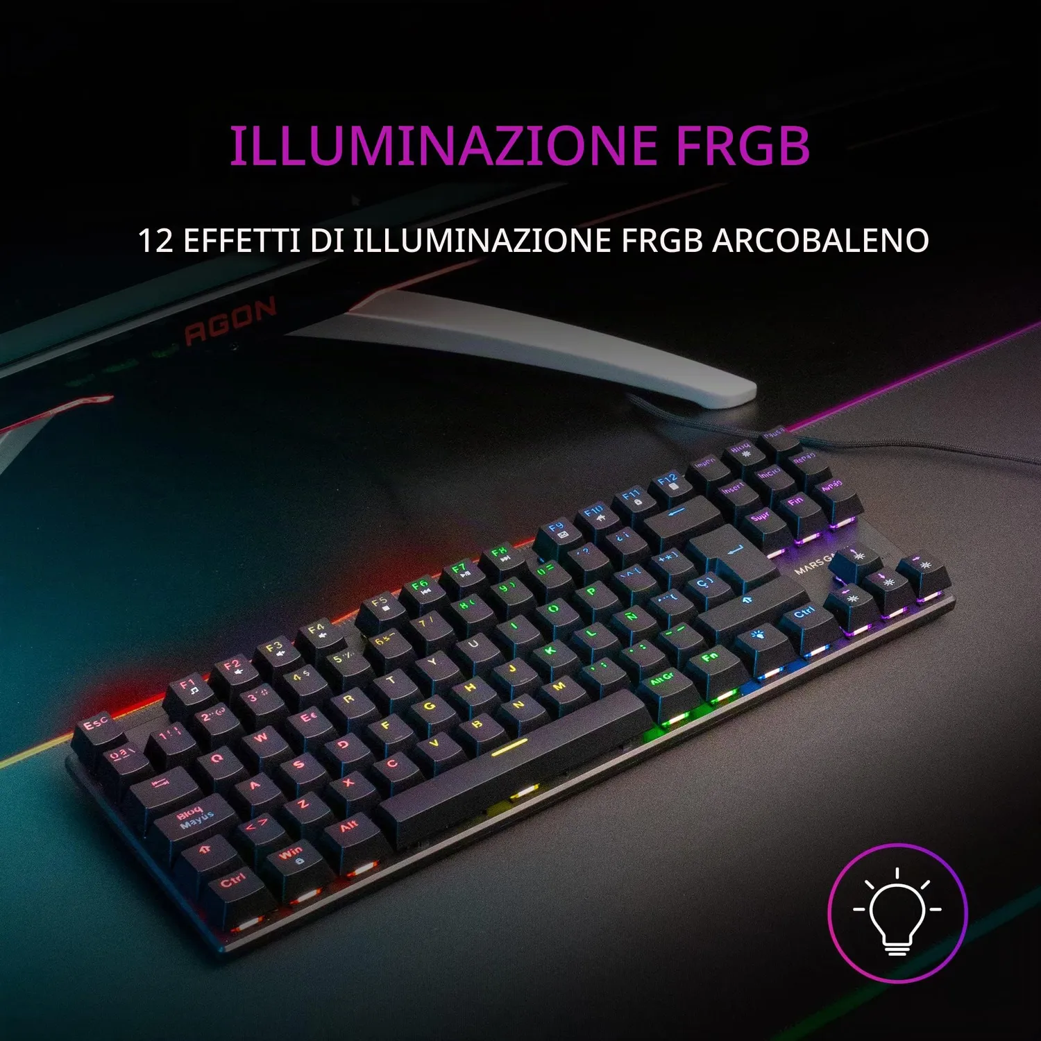 Mars Gaming MK80 Tastiera Meccanica Gaming TKL Switch Marroni