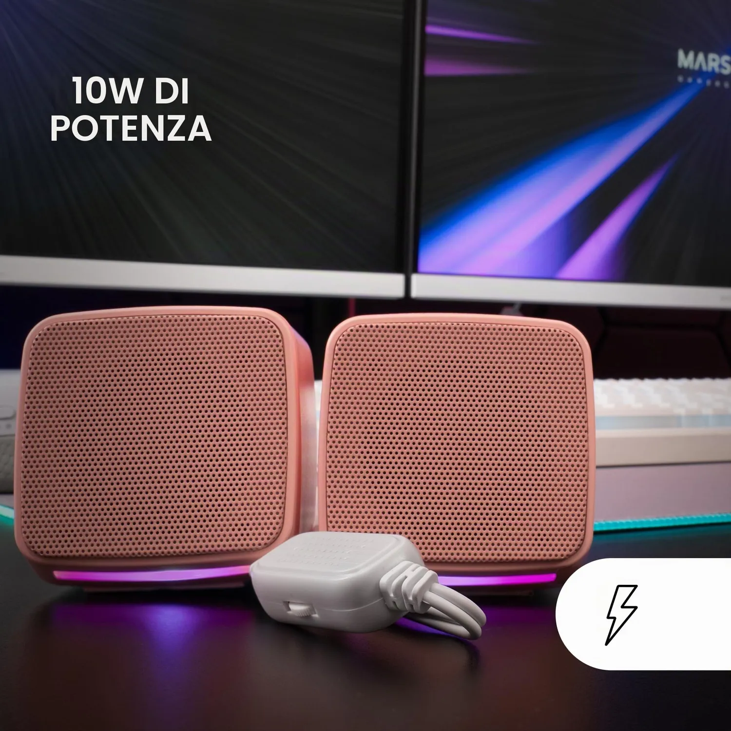 Mars Gaming MS-PRO casse PC rosa 10W RGB jack 3.5mm