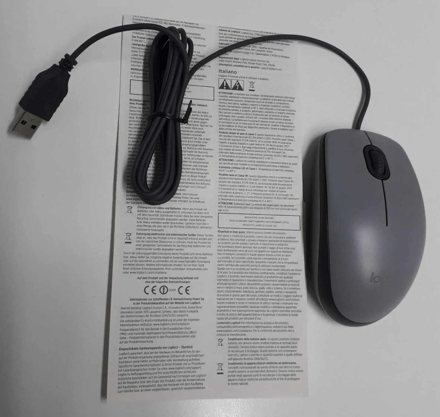 Logitech M110 mouse cablato USB silenzioso standard