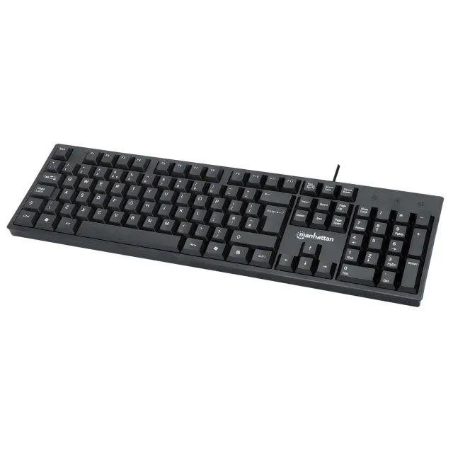 Manhattan Tastiera USB Filo Nera Layout 104 Tasti QWERTY
