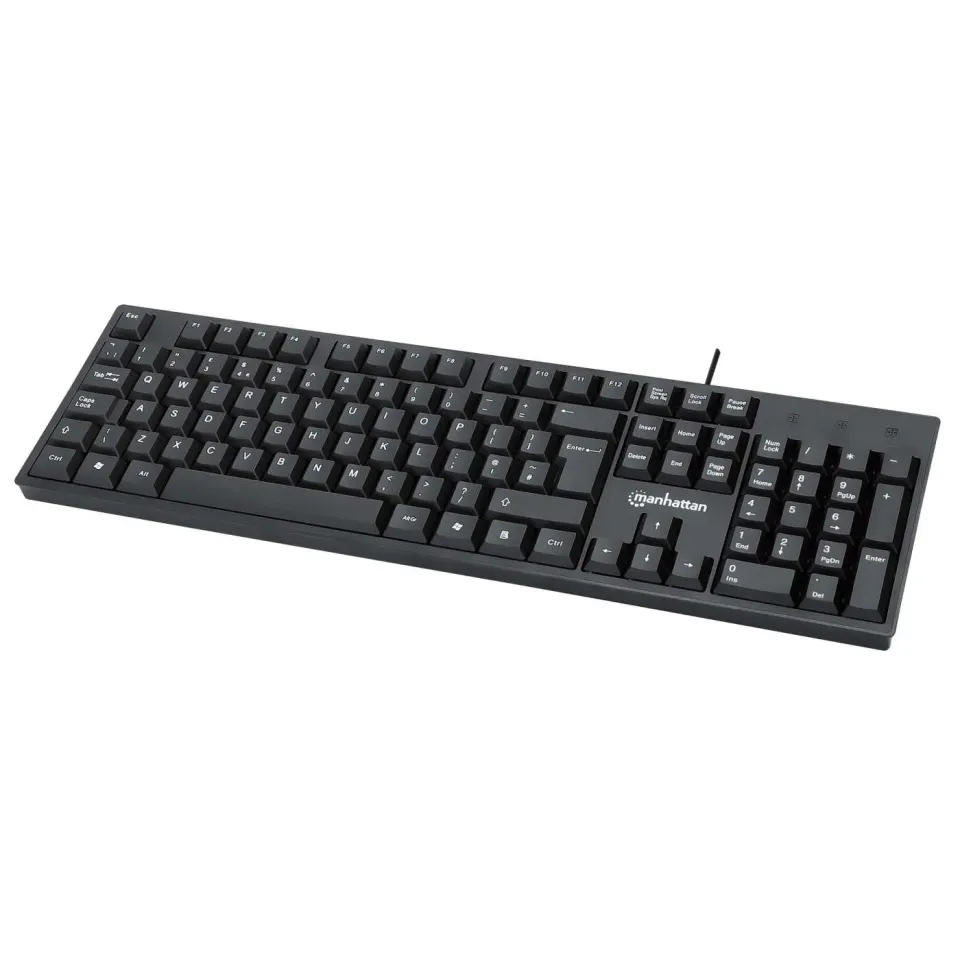 Manhattan Tastiera USB Filo Nera Layout 104 Tasti QWERTY