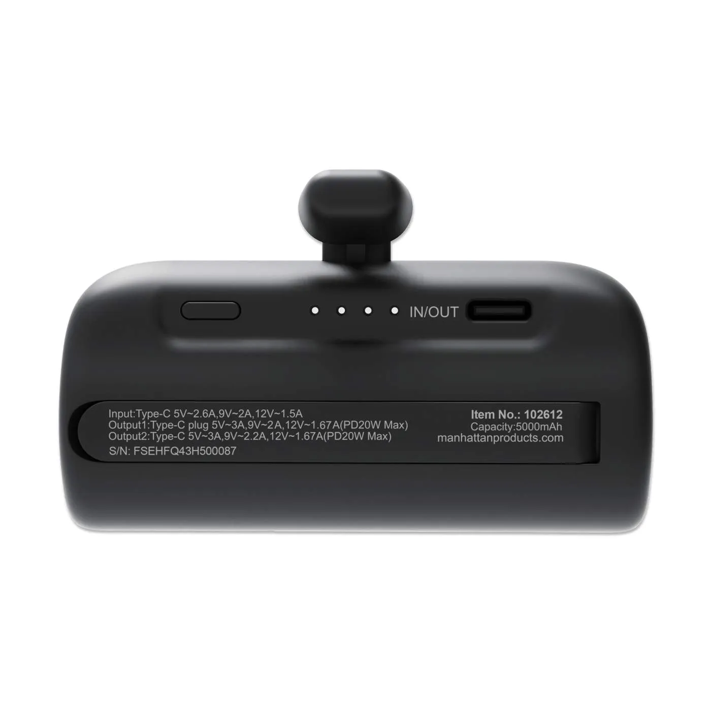 Manhattan Power Bank 5000 mAh USB-C 20W con Spina