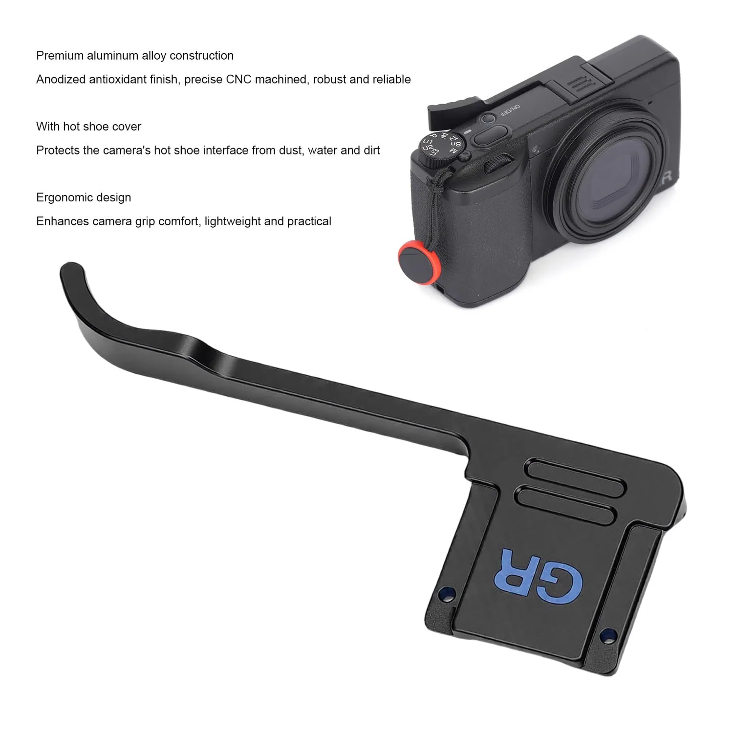 Zunate GR4 thumb grip fotocamera blu nero metallo