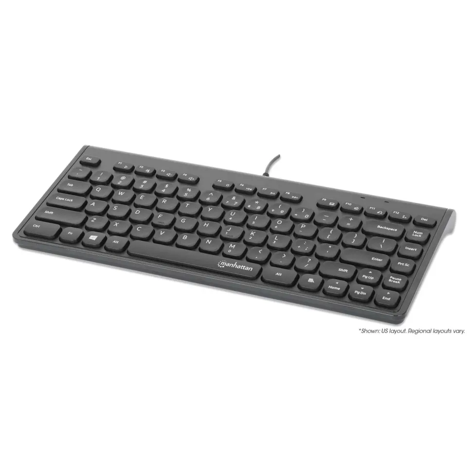 Manhattan Tastiera USB Mini Filo Compatta Nera 82 Tasti