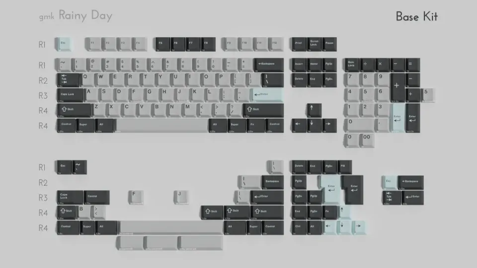 GMK Rainy Day R3 Keycaps Set Tastiera Grigi