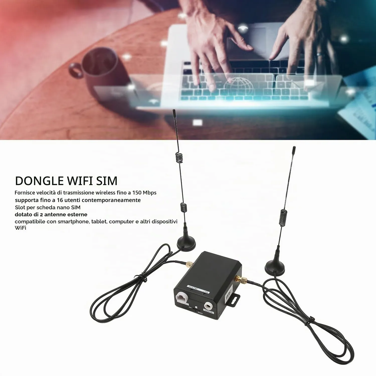 Zunate router WiFi 4G LTE 150 Mbps spina UE 16 utenti