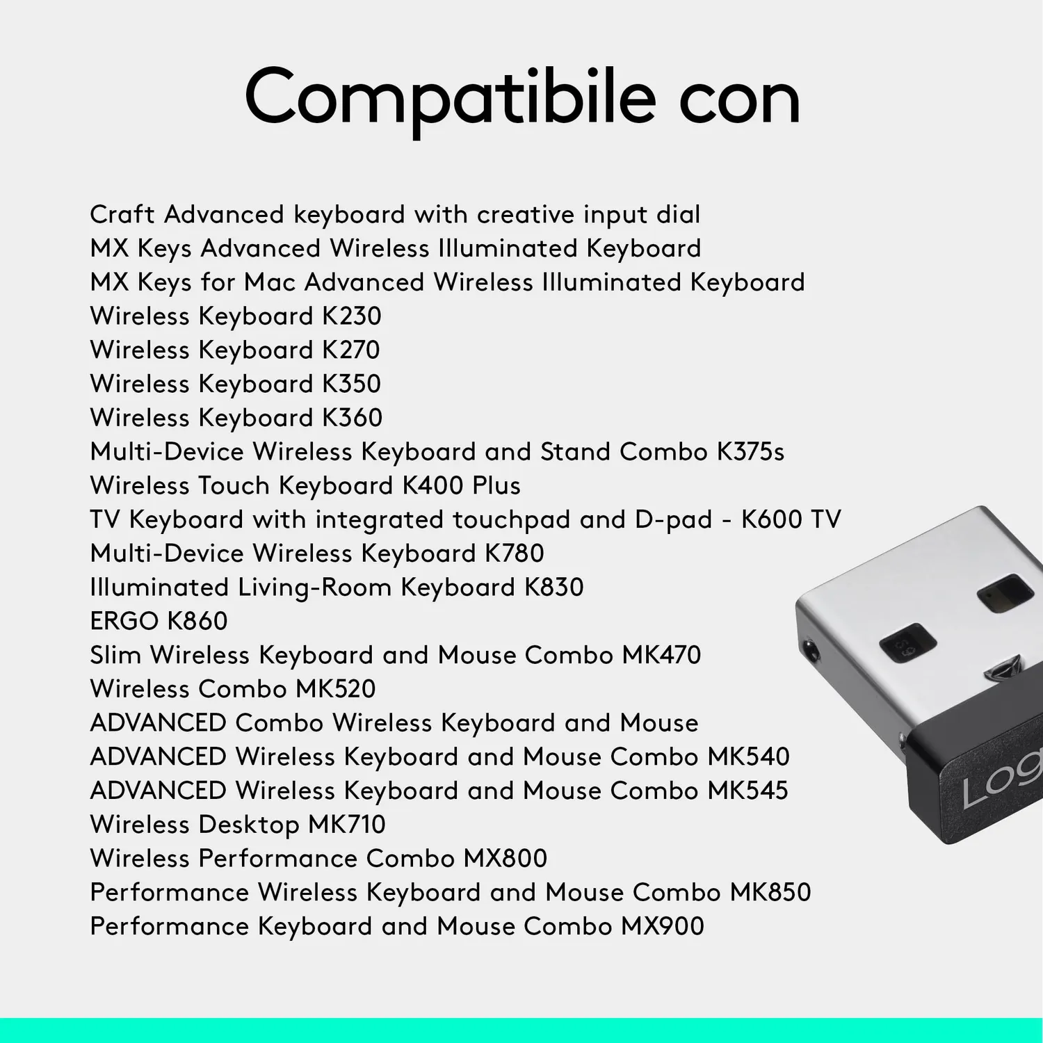 Logitech Unifying Ricevitore USB Wireless 6 dispositivi 10 m