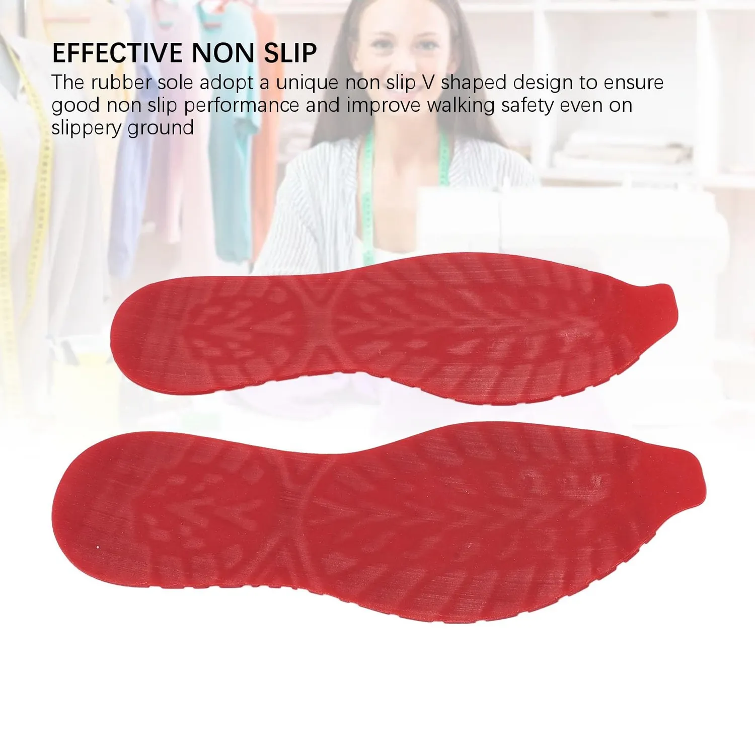 Zunate Suola Antiscivolo Scarpe Gomma Grande Rosso 1 Paio