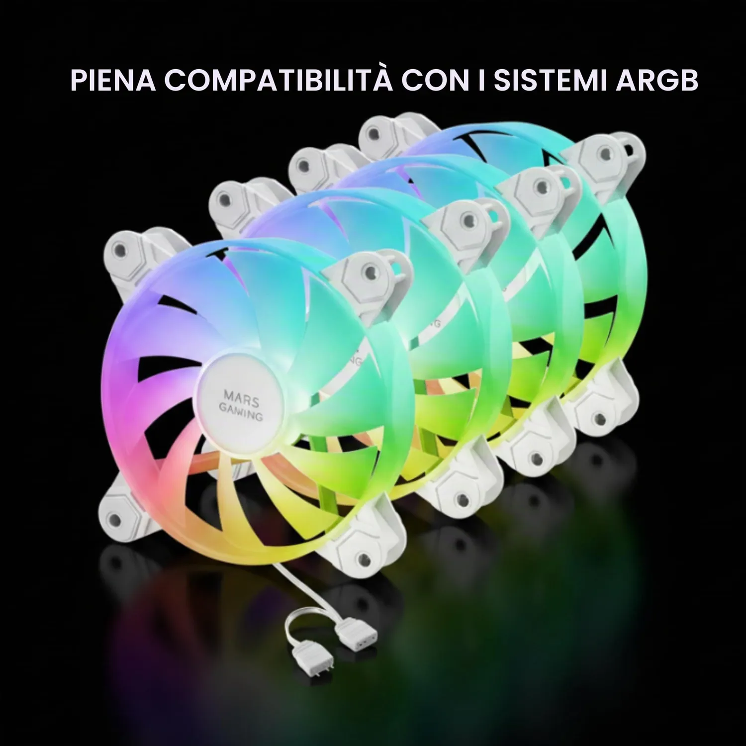 Mars Gaming MF-4A kit 4 ventole 120mm ARGB bianche