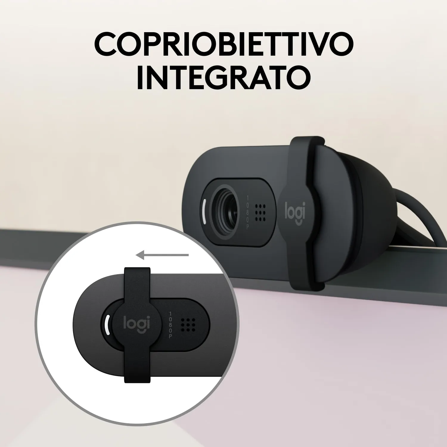 Logitech Brio 100 webcam Full HD grafite con copriobiettivo