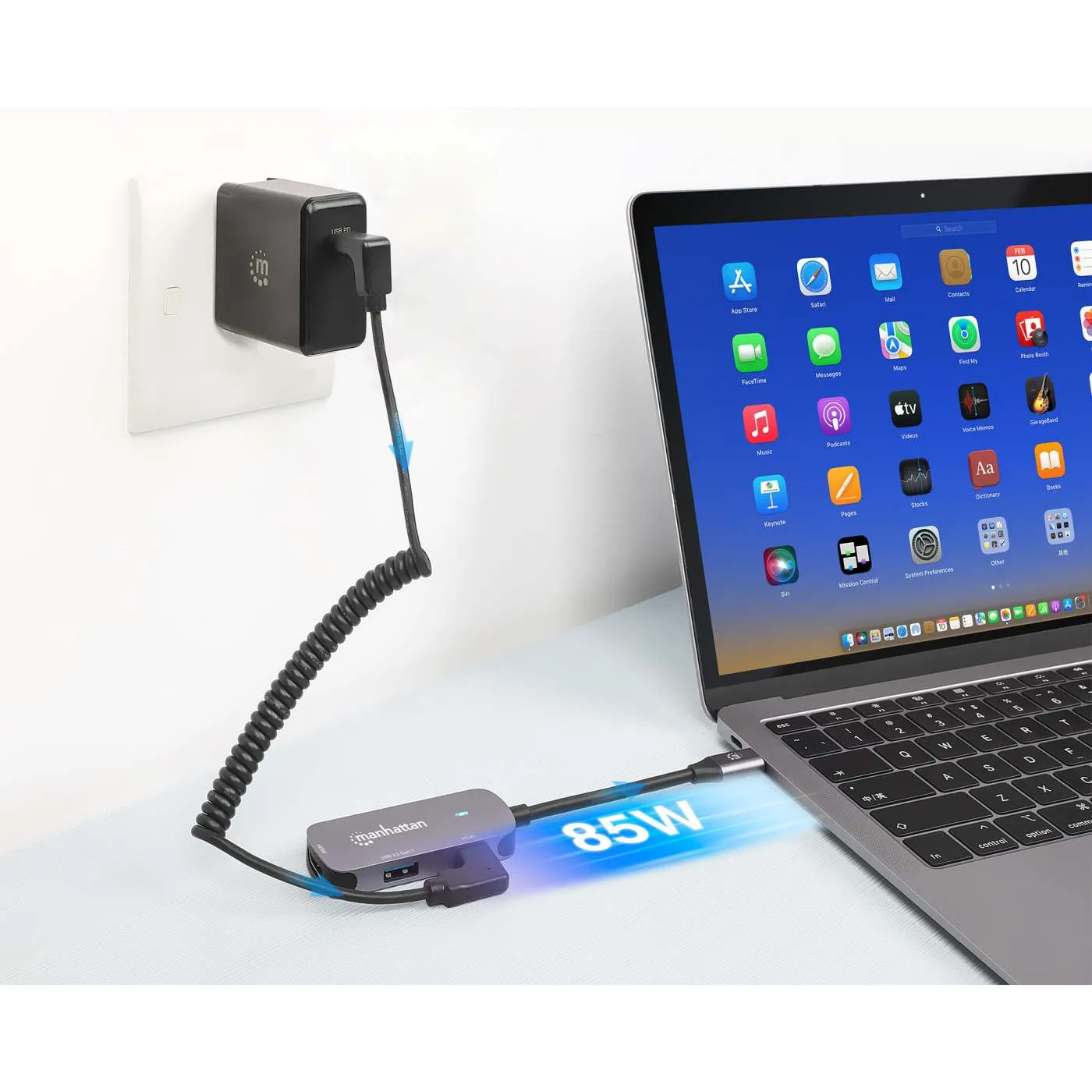Manhattan Converter Dock USB-C HDMI 4K USB-A PD 100W