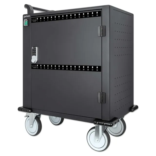 Manhattan carrello ricarica USB-C 32 porte 18W nero mobile