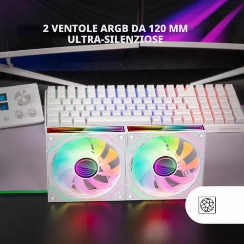 Mars Gaming MF-3DPROX2 ventole PC 120mm kit 2 pz bianco ARGB