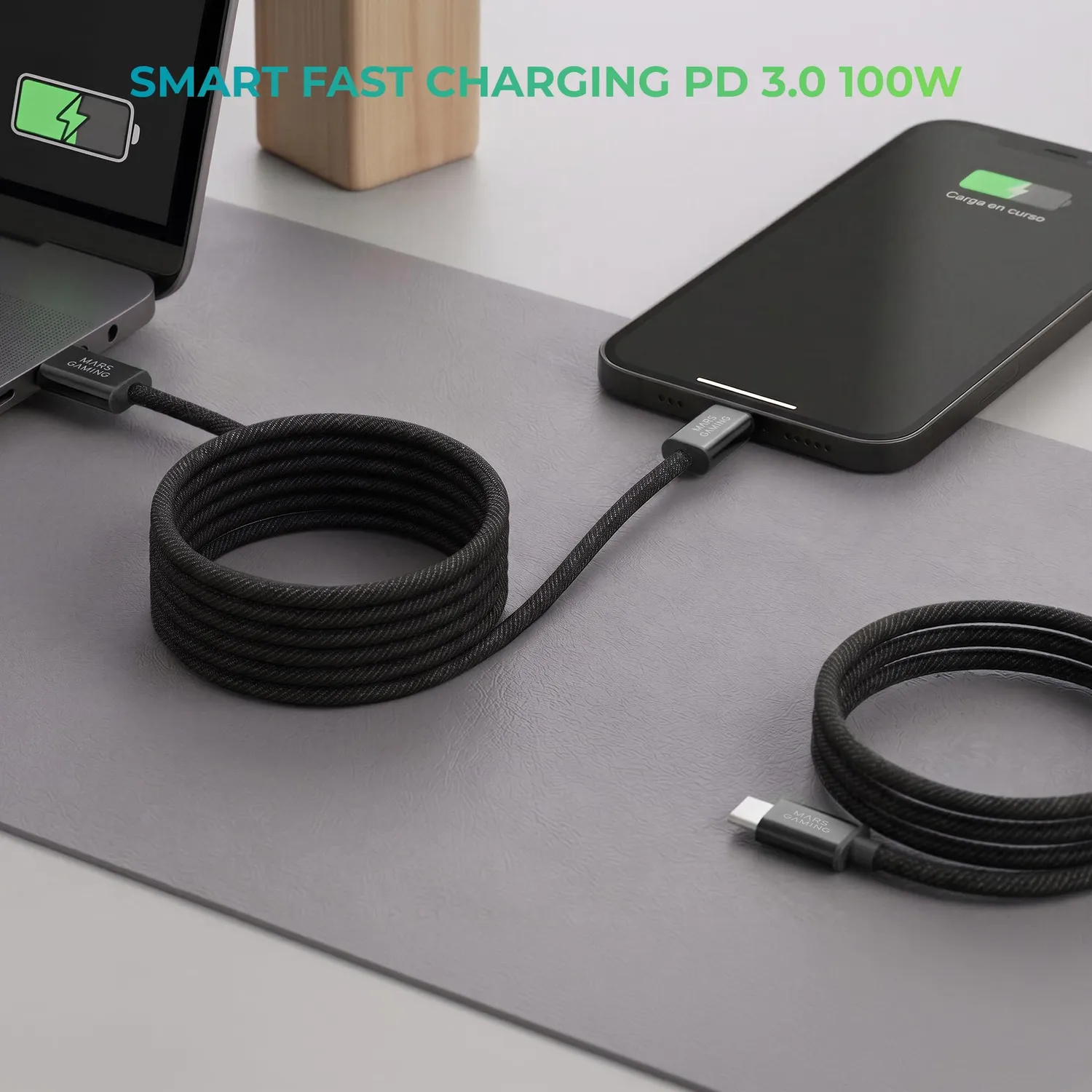 Mars Gaming MCA-100X2 Pack 2 Cavi USB-C 100W Nero