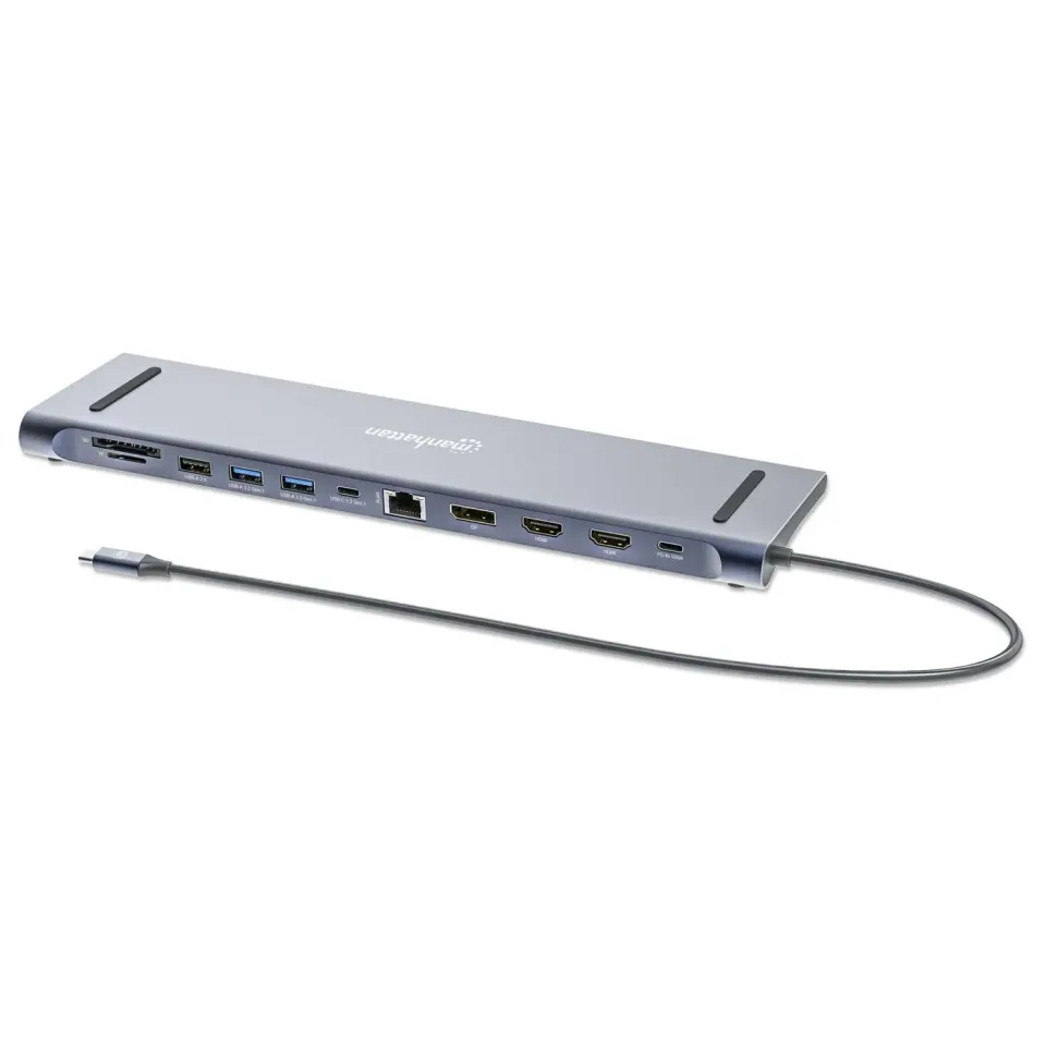 Manhattan 12-in-1 Triple Monitor 4K docking station USB-C 3x 4K