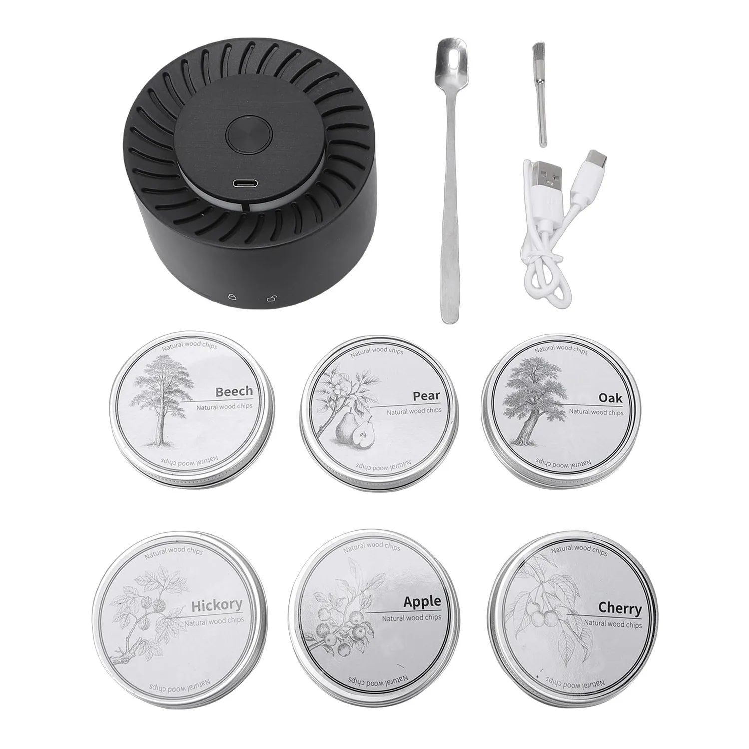 Zunate Affumicatore Elettrico Whisky Kit 6 Legni Ricaricabile USB