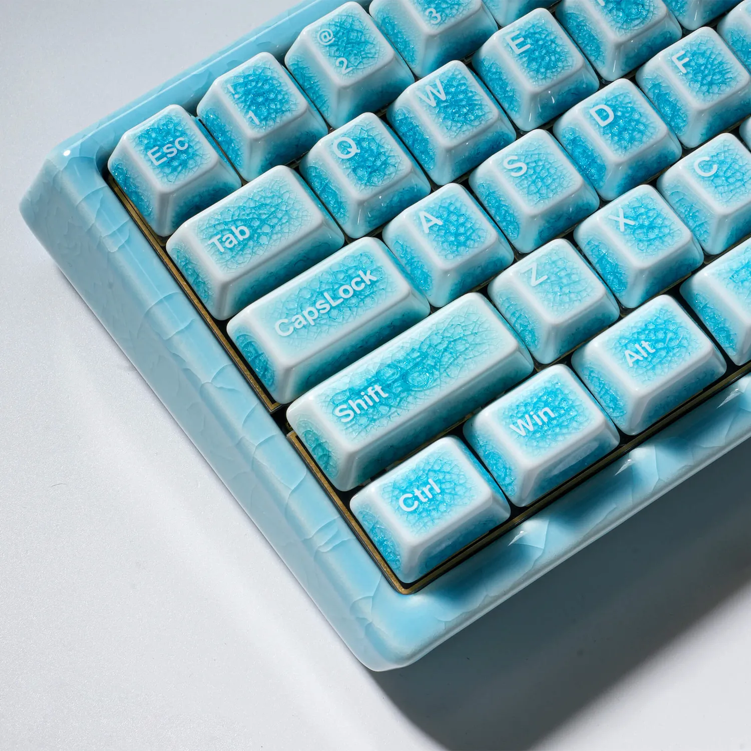 Cerakey Peak 60 case kit tastiera ceramica blu crazed 60%