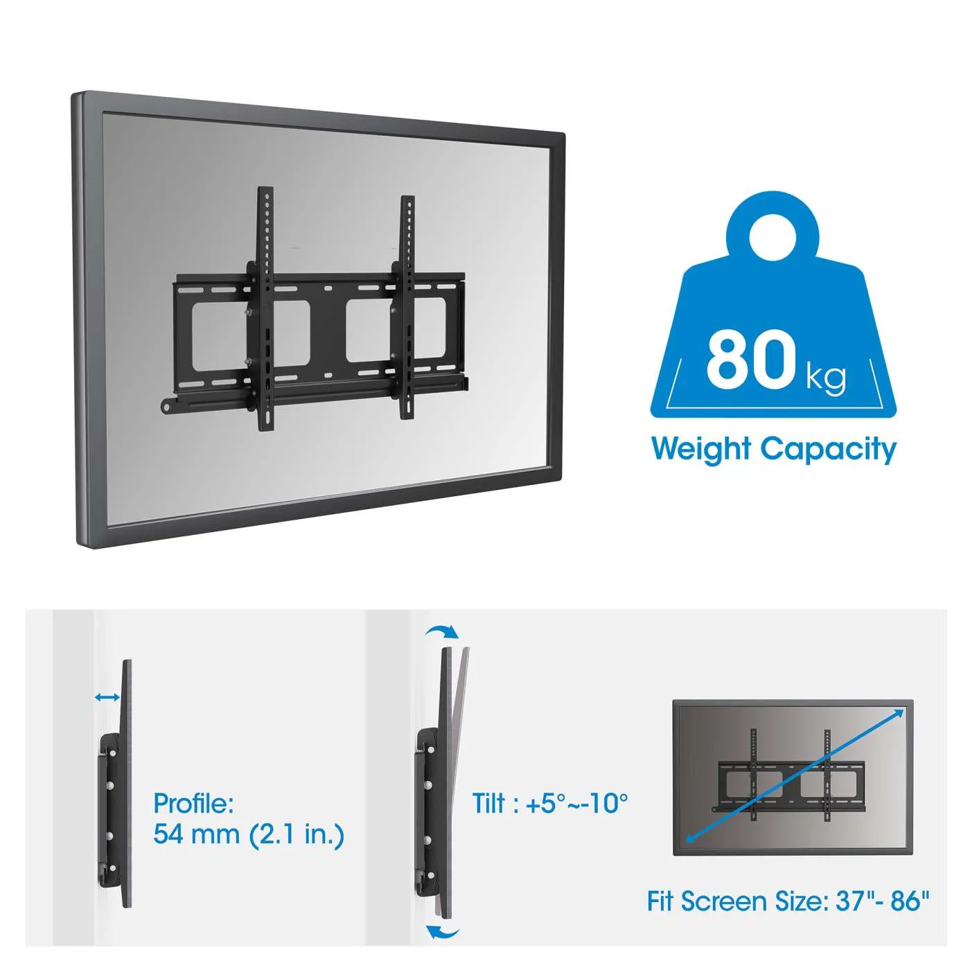Manhattan supporto TV parete esterno 37"-86" inclinabile antifurto