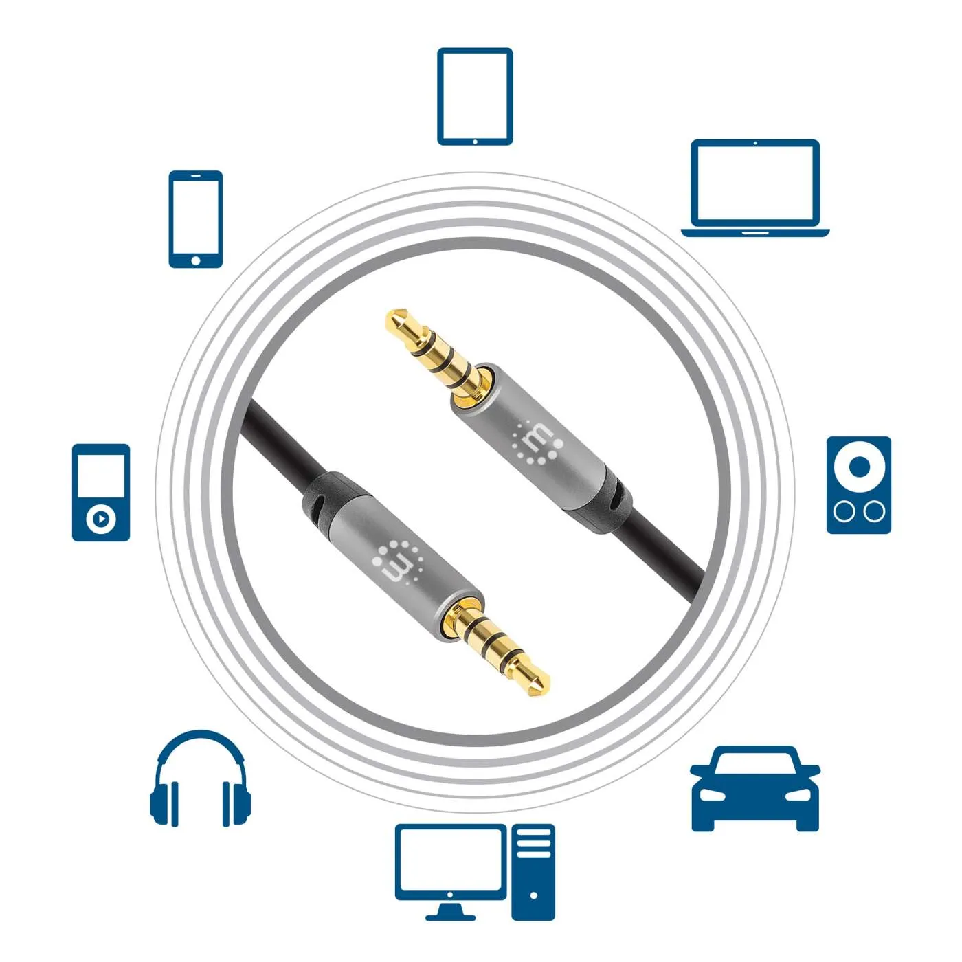 Manhattan Cavo Audio Aux 3,5 mm 1 m slim HiFi