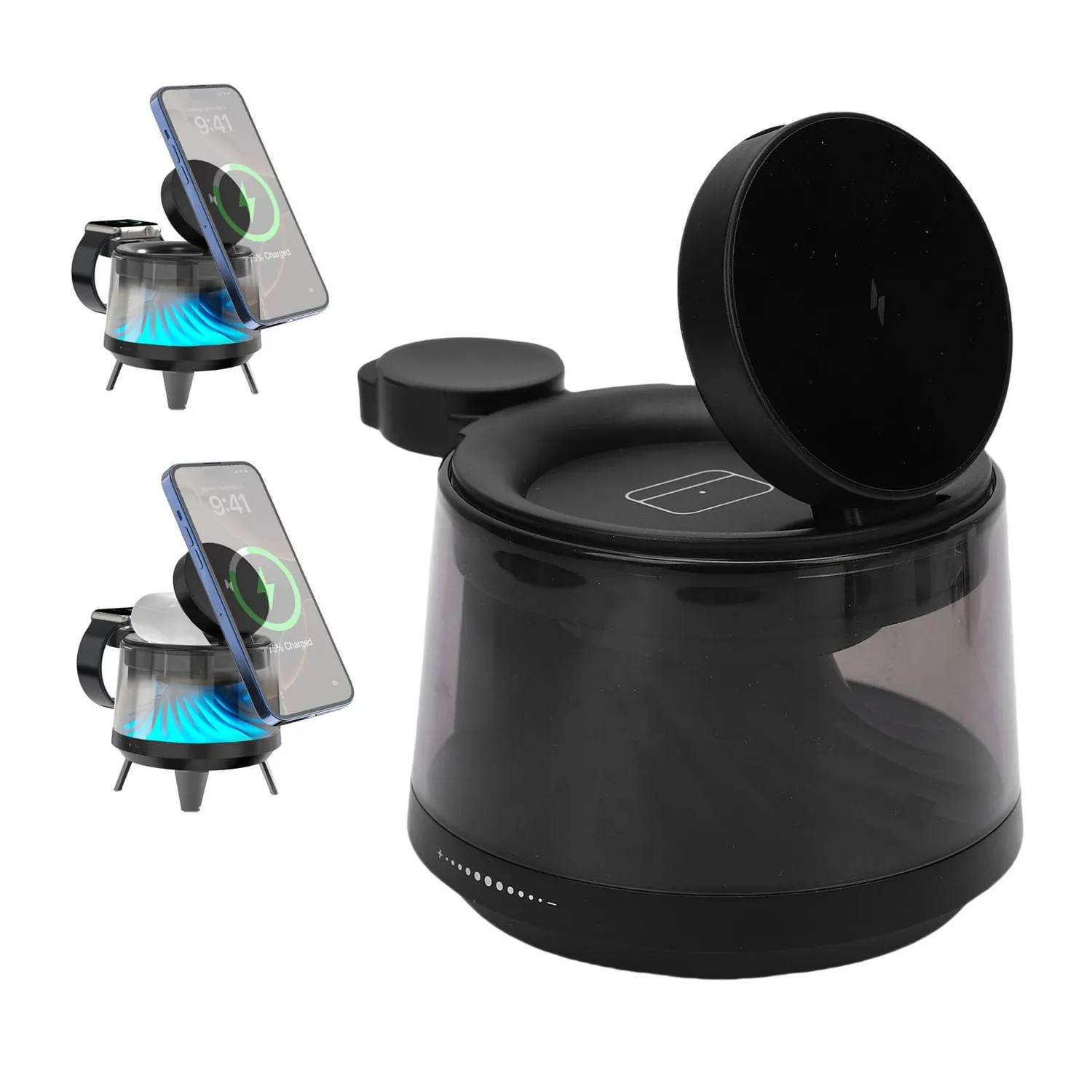 Zunate Stazione Ricarica Wireless 15W 3-in-1 Lampada BT